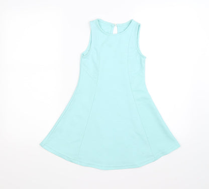 girl london Girls Green Striped  Fit & Flare  Size 7-8 Years