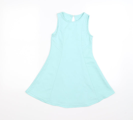 girl london Girls Green Striped  Fit & Flare  Size 7-8 Years