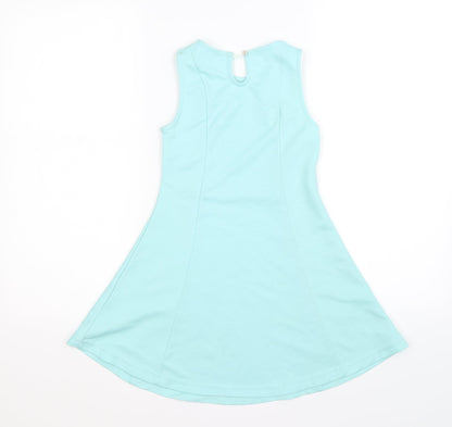 girl london Girls Green Striped  Fit & Flare  Size 7-8 Years