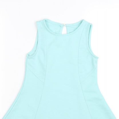 girl london Girls Green Striped  Fit & Flare  Size 7-8 Years