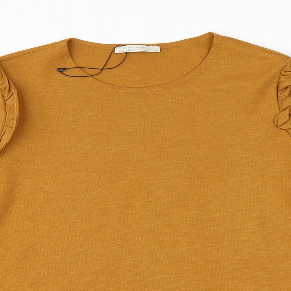 Womens UK Size M Zara Orange Basic T-Shirt