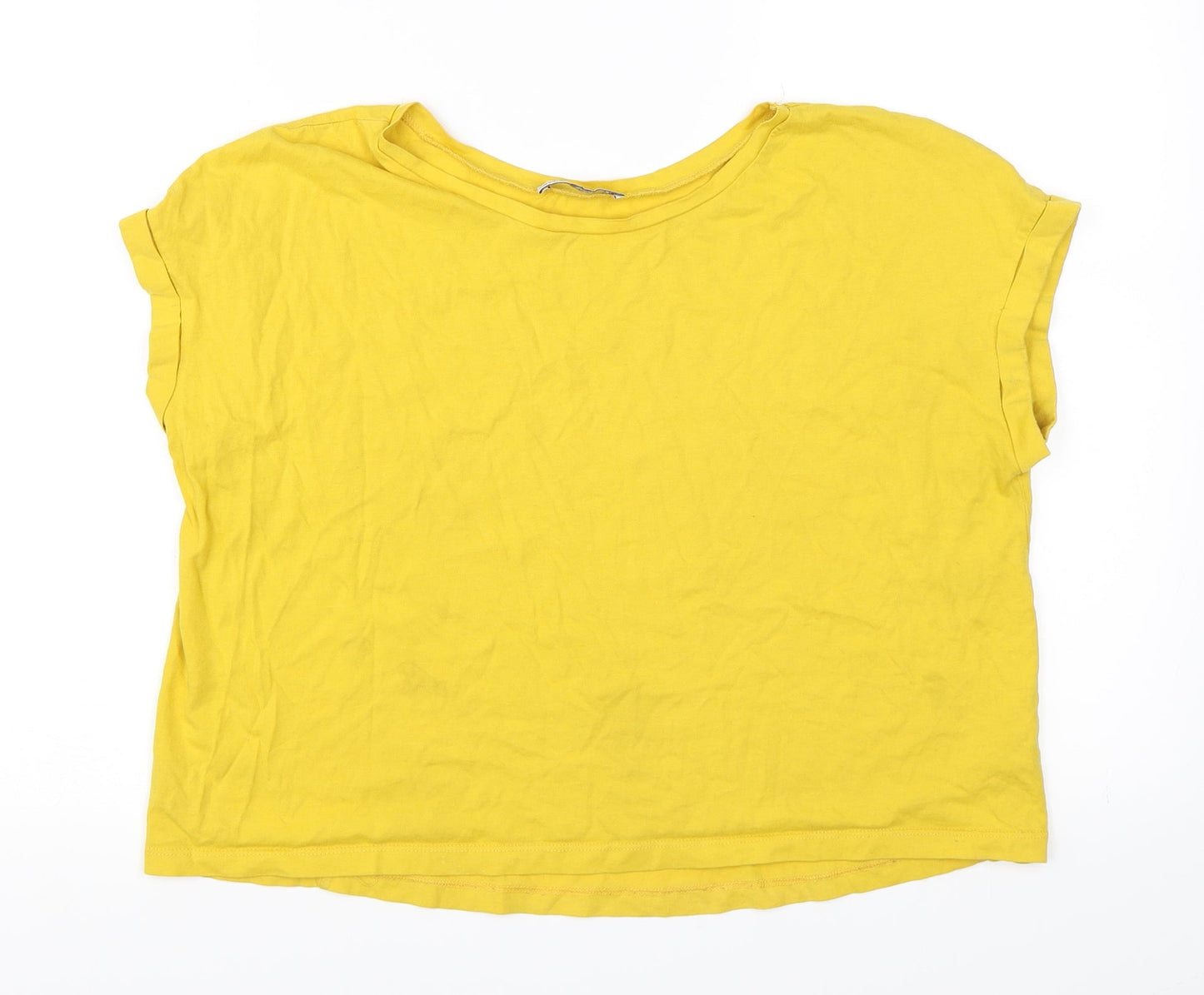 Womens UK Size M Zara Yellow Basic T-Shirt