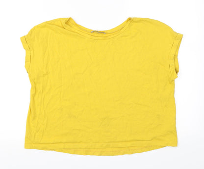 Womens UK Size M Zara Yellow Basic T-Shirt