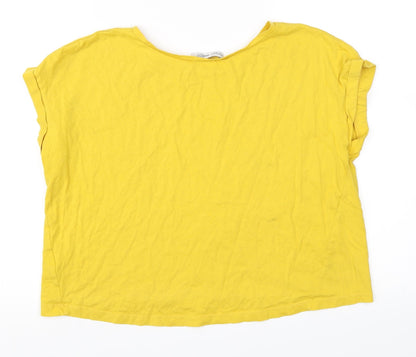 Womens UK Size M Zara Yellow Basic T-Shirt