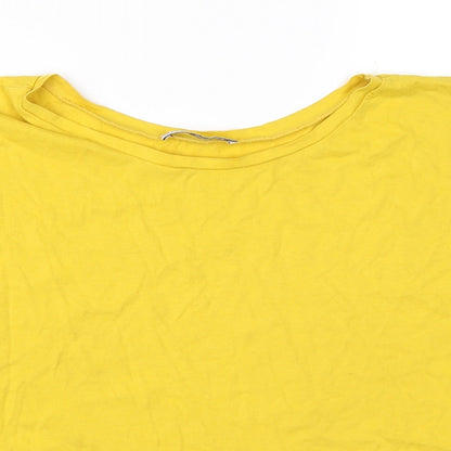 Womens UK Size M Zara Yellow Basic T-Shirt