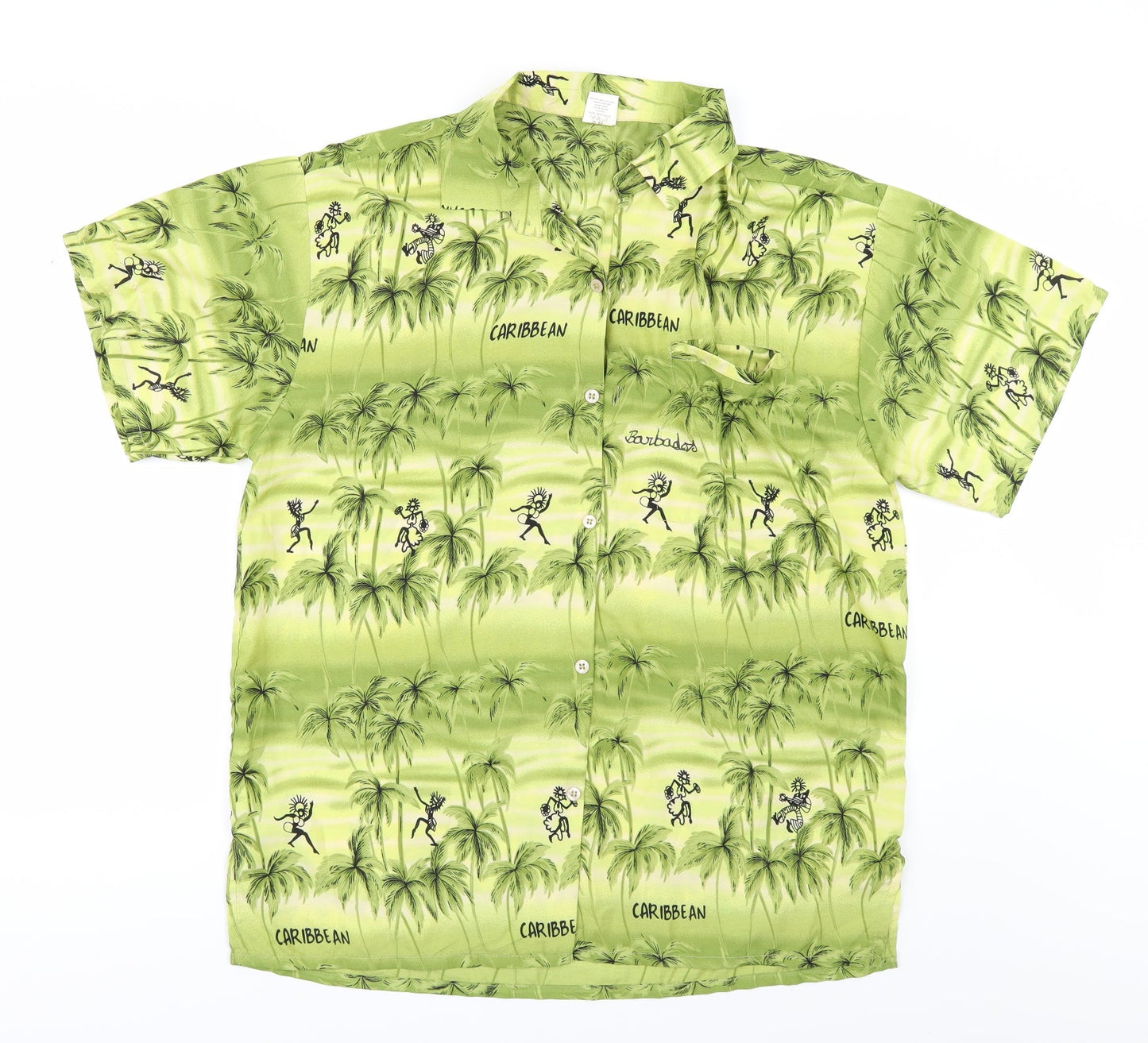 Mens UK Size M Creation Green  Button-Up Short Sleeve Casual Shirt
