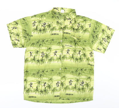 Mens UK Size M Creation Green  Button-Up Short Sleeve Casual Shirt