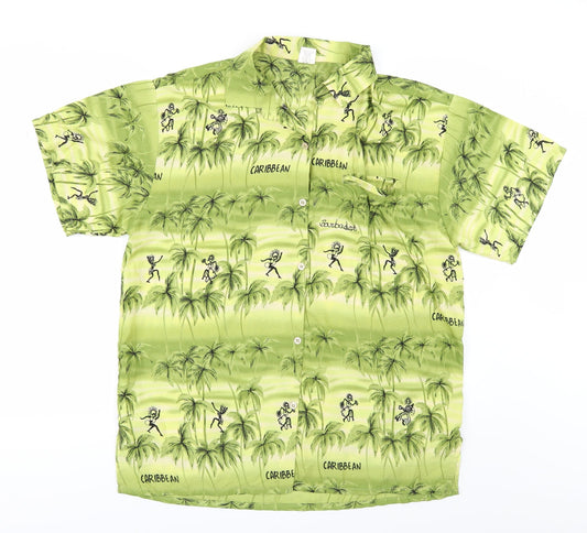 Mens UK Size M Creation Green  Button-Up Short Sleeve Casual Shirt
