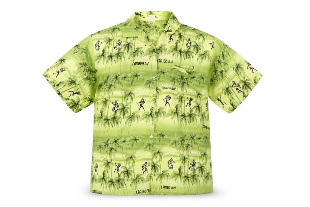 Mens UK Size M Creation Green  Button-Up Short Sleeve Casual Shirt
