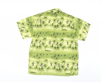 Mens UK Size M Creation Green  Button-Up Short Sleeve Casual Shirt