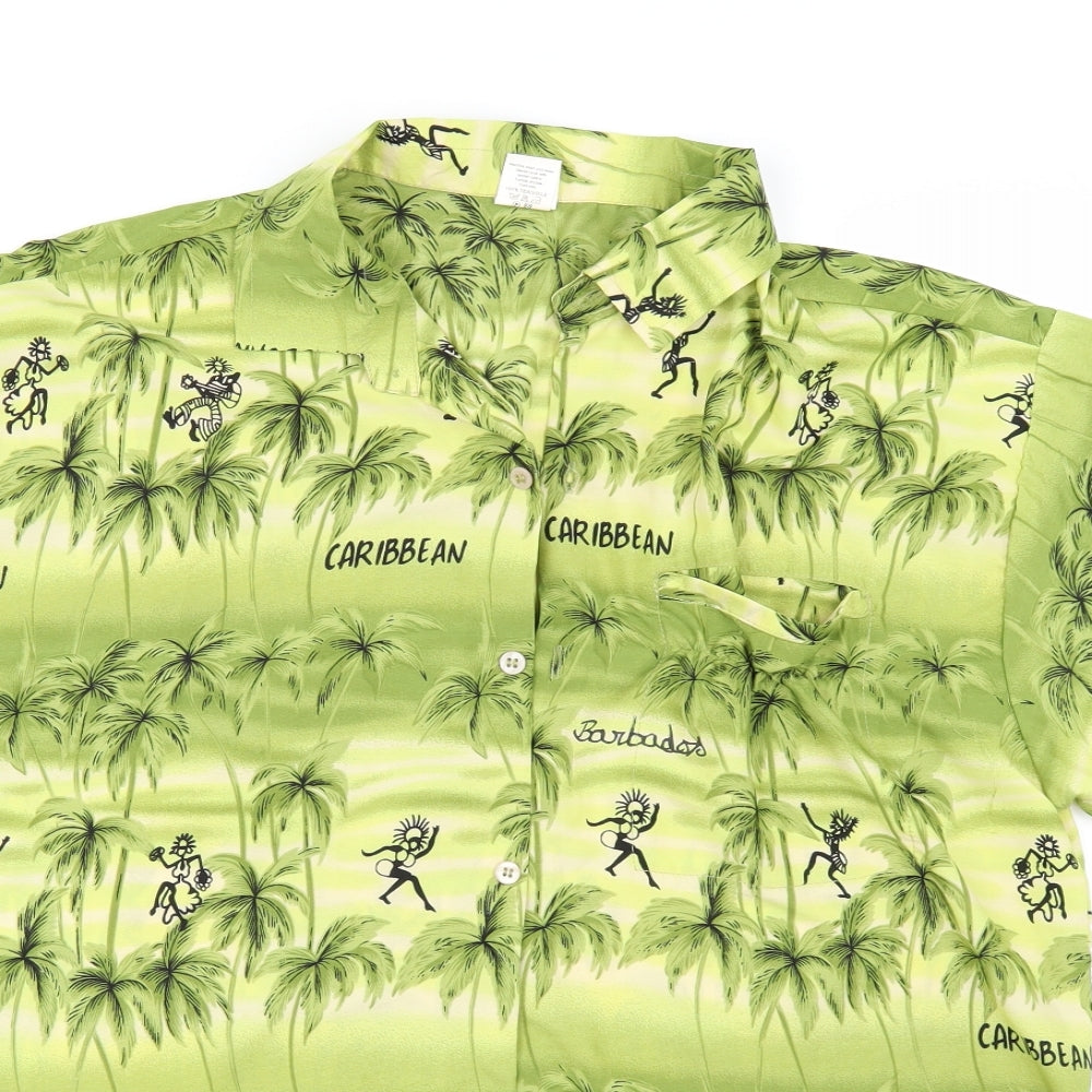 Mens UK Size M Creation Green  Button-Up Short Sleeve Casual Shirt