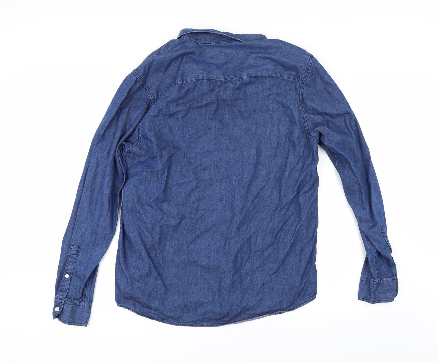 Mens UK Size L Cedar Wood State Blue  Button-Up Long Sleeve Casual Shirt