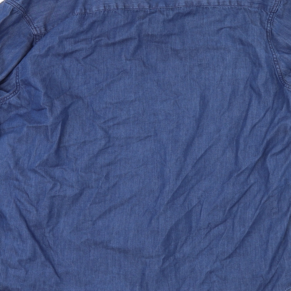 Mens UK Size L Cedar Wood State Blue  Button-Up Long Sleeve Casual Shirt