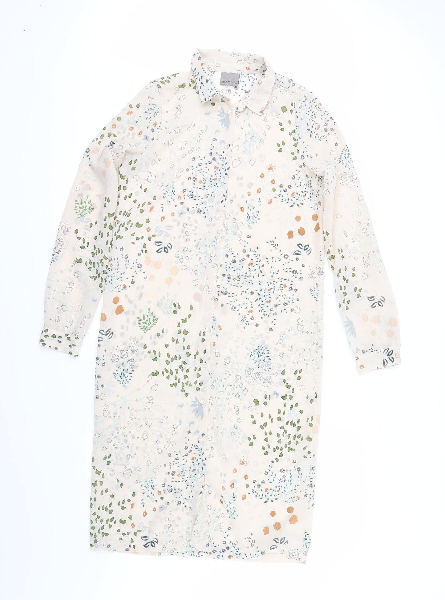 Womens UK Size XS Vera Moda Beige Basic Button-Up