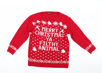 Internacionale Womens Red   Pullover Jumper Size M  - CHRISMTAS