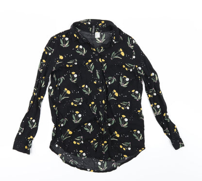 Divided by H&M Womens Black Floral  Basic  Size 8
