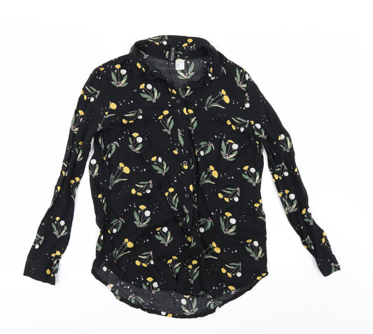 Divided by H&M Womens Black Floral  Basic  Size 8