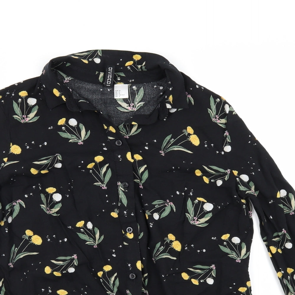 Divided by H&M Womens Black Floral  Basic  Size 8