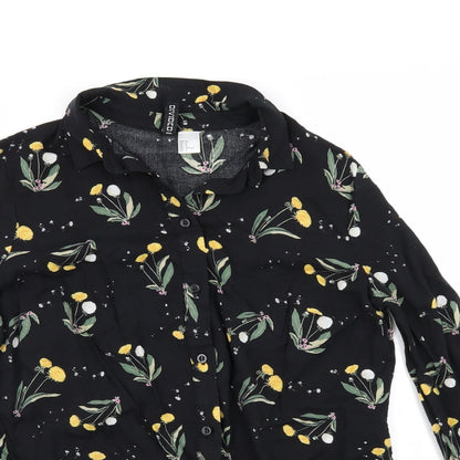 Divided by H&M Womens Black Floral  Basic  Size 8