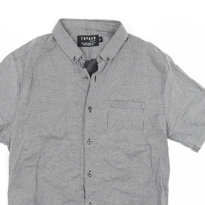 Topman Mens Blue Check   Button-Up Size L
