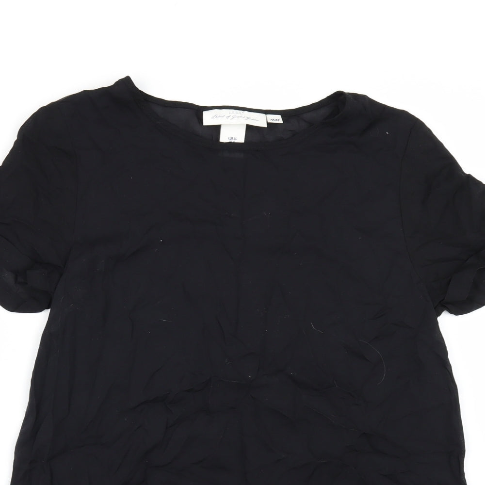 Womens UK Size 8 H&M Black Basic Blouse