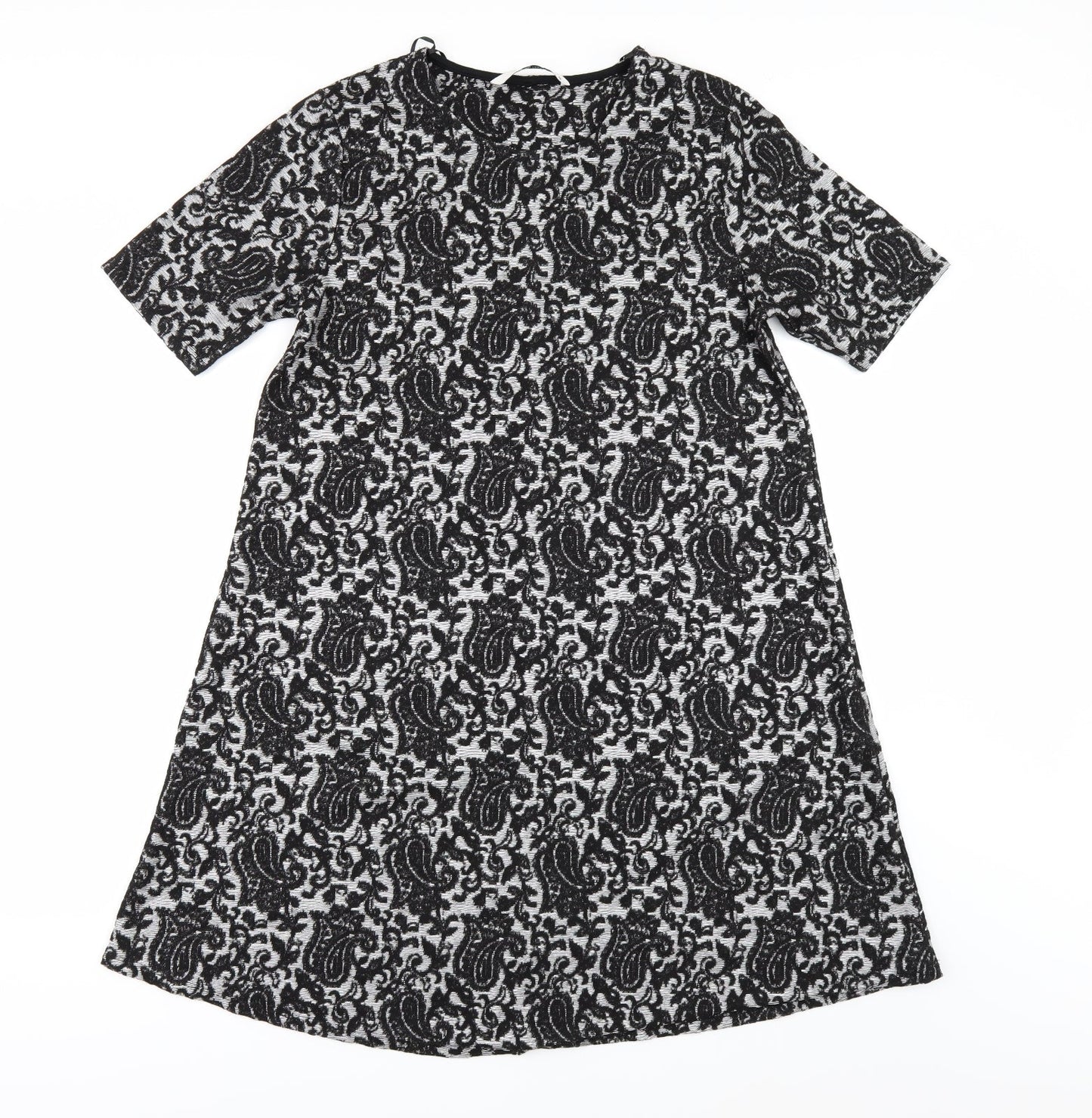 TU Womens Silver Geometric  A-Line  Size 12