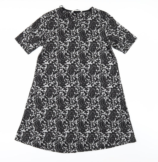 TU Womens Silver Geometric  A-Line  Size 12