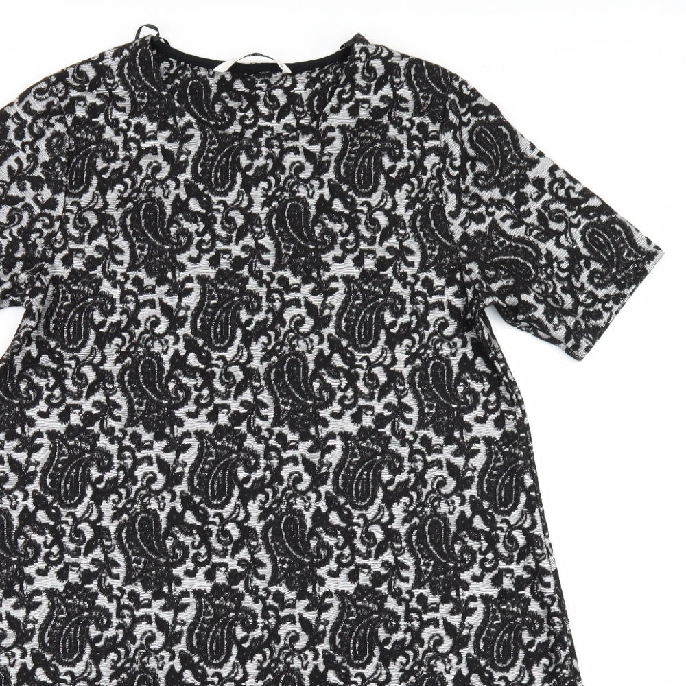 TU Womens Silver Geometric  A-Line  Size 12