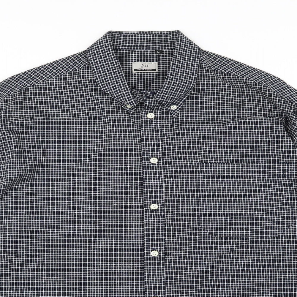 Mens UK Size L Peter Werth Blue  Button-Up Long Sleeve Casual Shirt