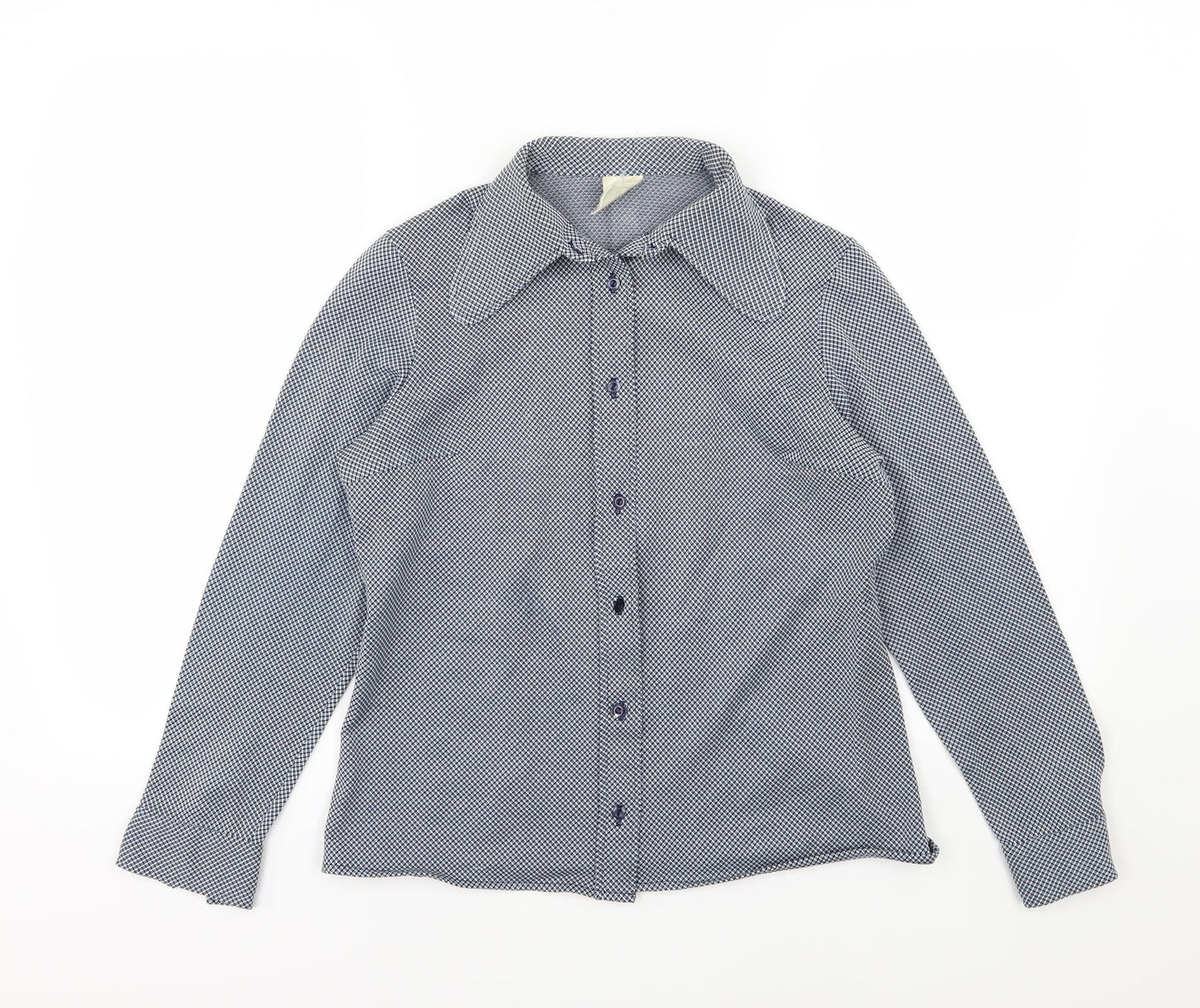 Womens UK Size 14 Preworn Blue Basic Button-Up