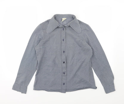 Womens UK Size 14 Preworn Blue Basic Button-Up
