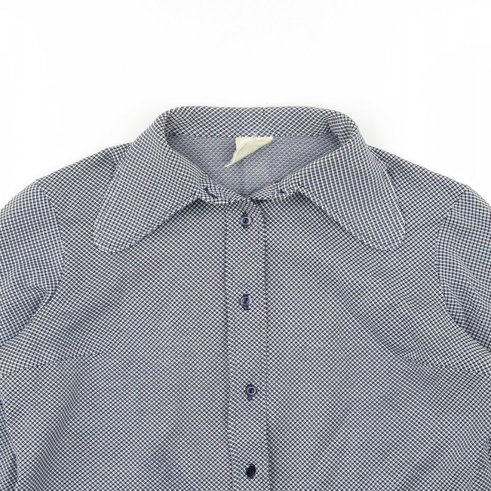 Womens UK Size 14 Preworn Blue Basic Button-Up