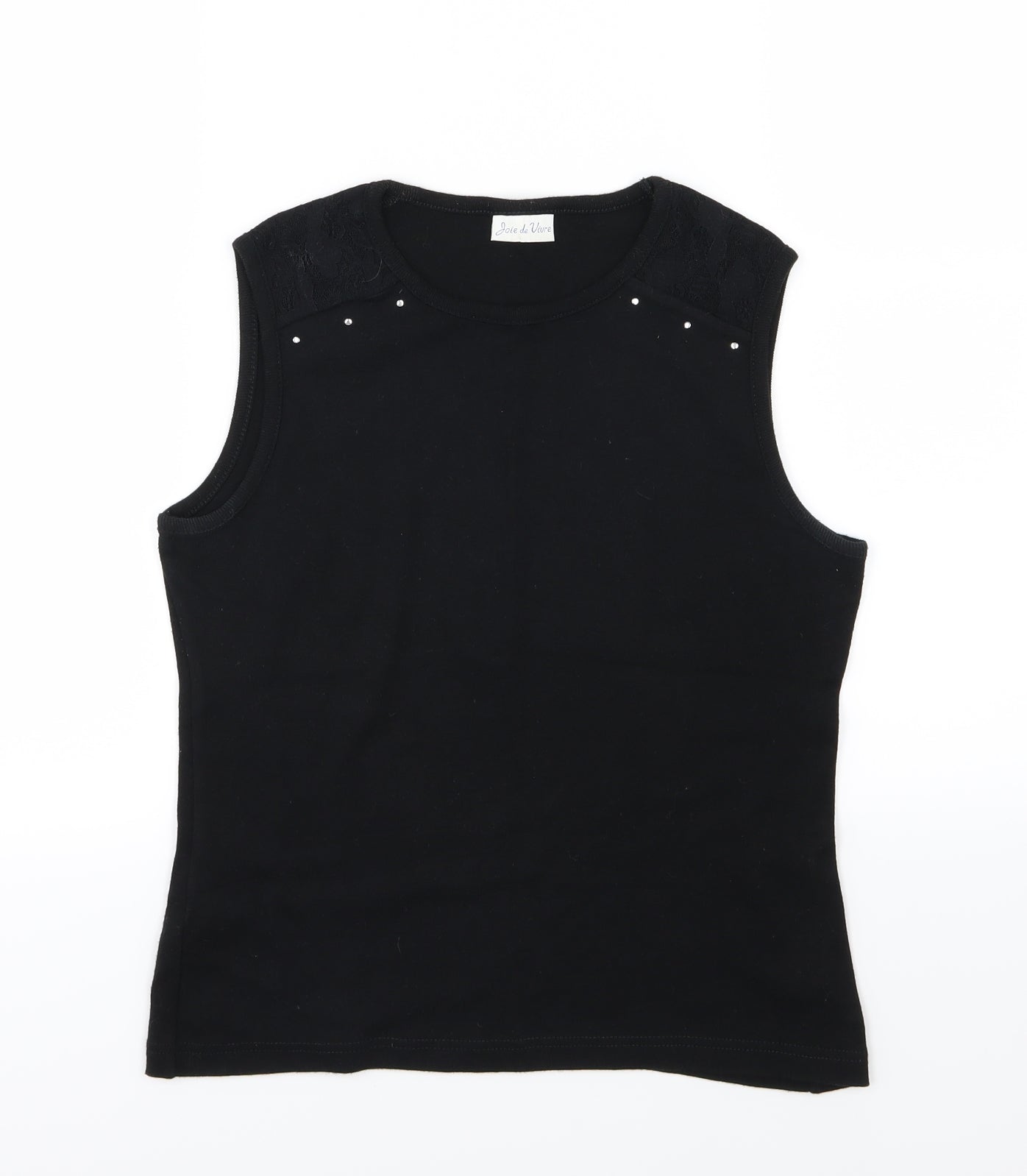Womens UK Size 12 Joie De Vivre Black Basic Tank