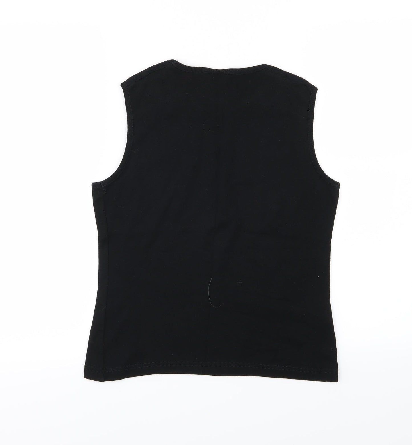 Womens UK Size 12 Joie De Vivre Black Basic Tank