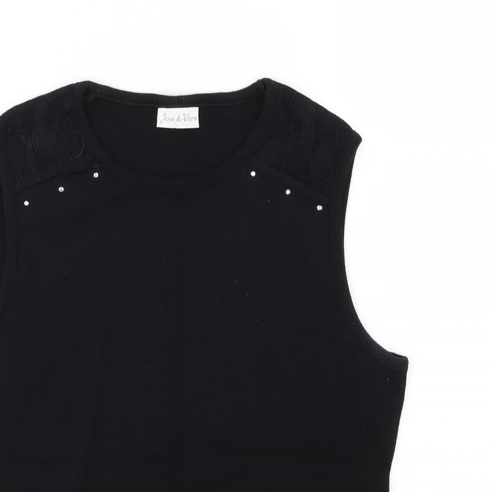 Womens UK Size 12 Joie De Vivre Black Basic Tank