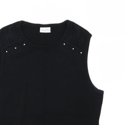 Womens UK Size 12 Joie De Vivre Black Basic Tank