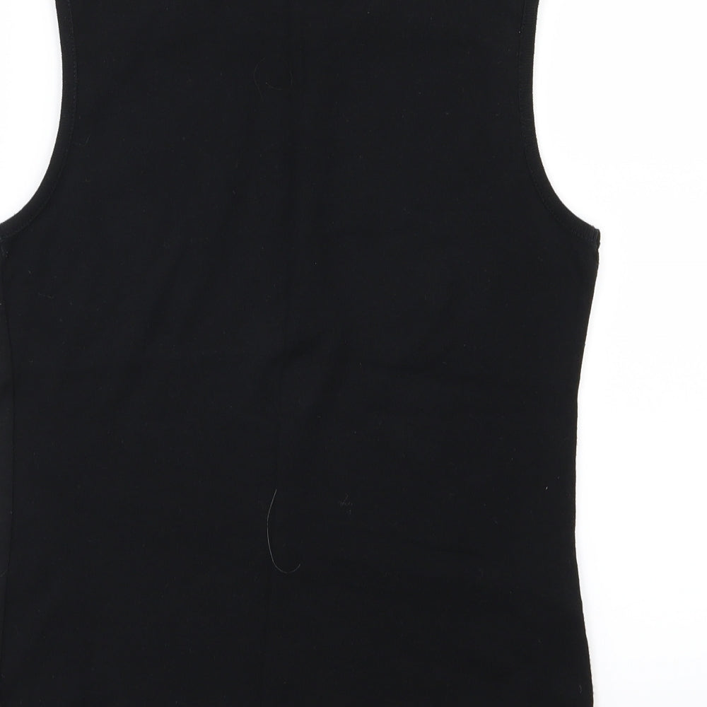 Womens UK Size 12 Joie De Vivre Black Basic Tank