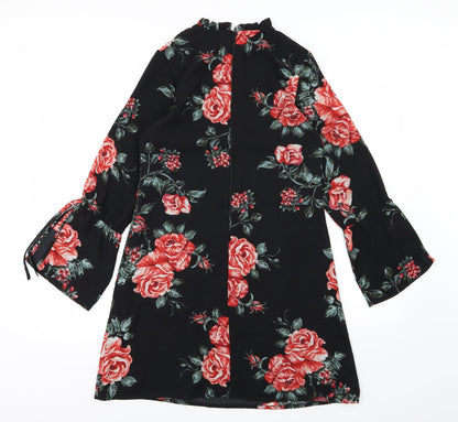 Peacocks Womens Black Floral Chiffon A-Line  Size 8