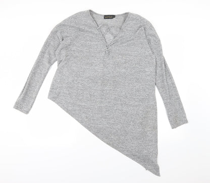 Ayanapa Womens Grey  Jersey Basic T-Shirt Size 12  - Aysemmetrical Hem