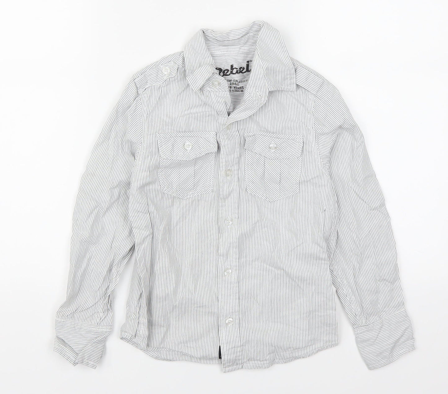 Rebel Boys Grey Striped  Basic Button-Up Size 7-8 Years
