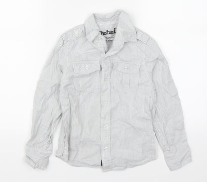 Rebel Boys Grey Striped  Basic Button-Up Size 7-8 Years