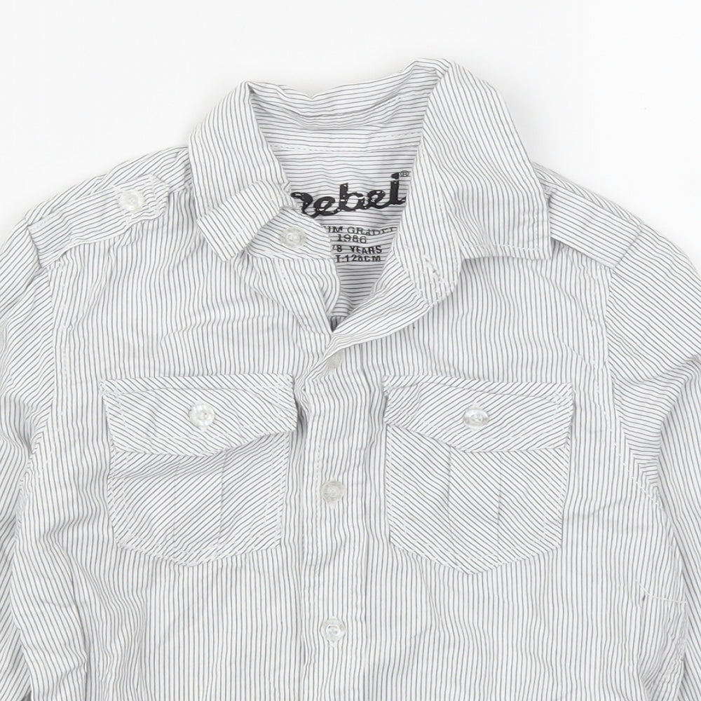 Rebel Boys Grey Striped  Basic Button-Up Size 7-8 Years