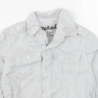 Rebel Boys Grey Striped  Basic Button-Up Size 7-8 Years