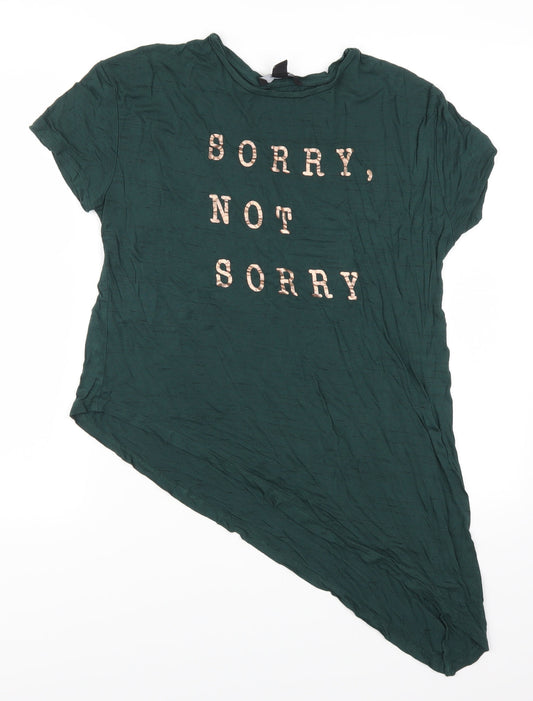 Womens UK Size 10 Atmosphere Green Basic T-Shirt