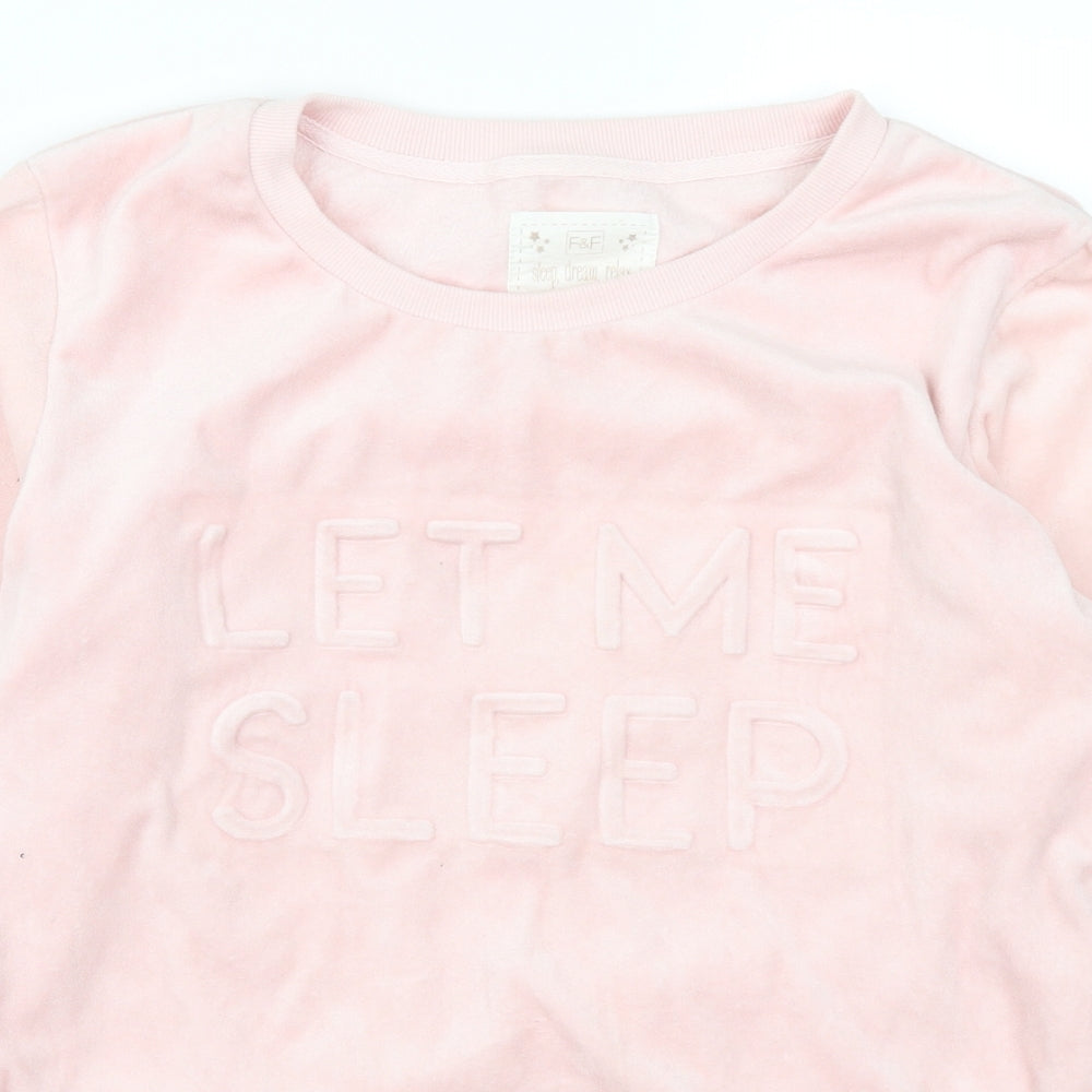 F&F Womens Pink Solid  Top Pyjama Top Size XS  - Let Me Sleep