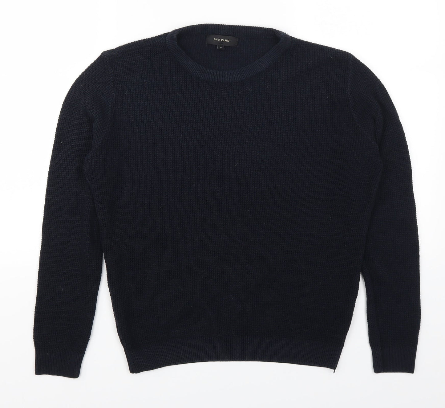 River Island Mens Blue   Henley Jumper Size S