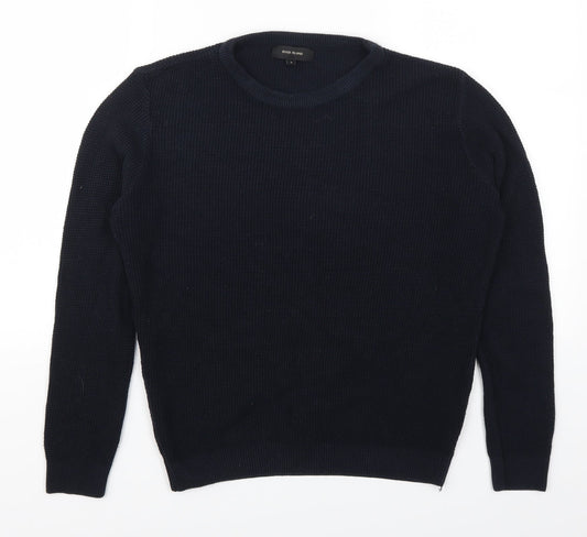 River Island Mens Blue   Henley Jumper Size S