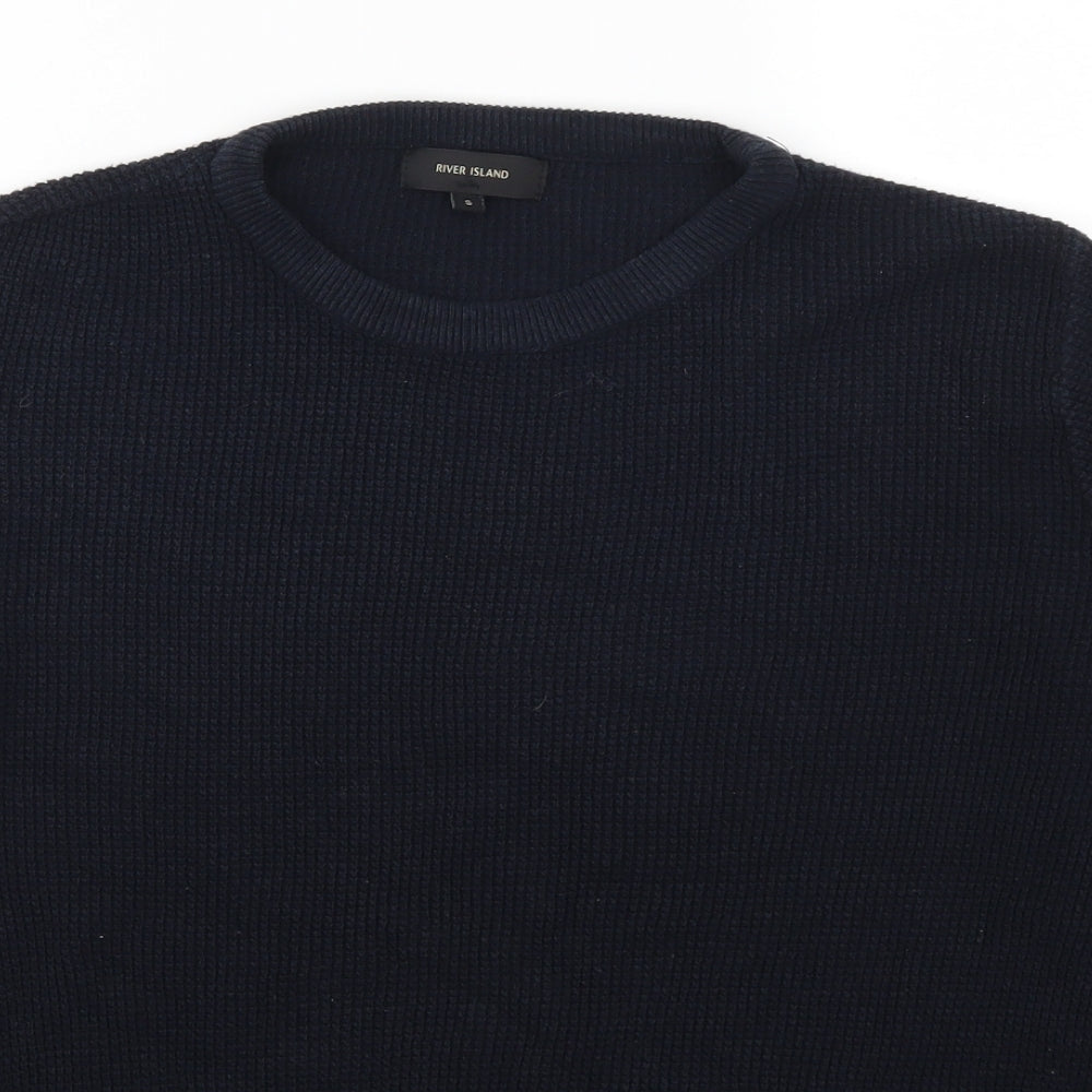 River Island Mens Blue   Henley Jumper Size S