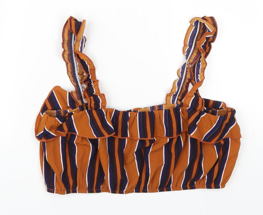 Pretty Little Thing Womens Brown Striped  Cropped Tank Size 10