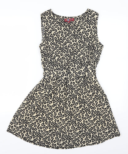 Utam London Womens Brown Animal Print  Skater Dress  Size 8